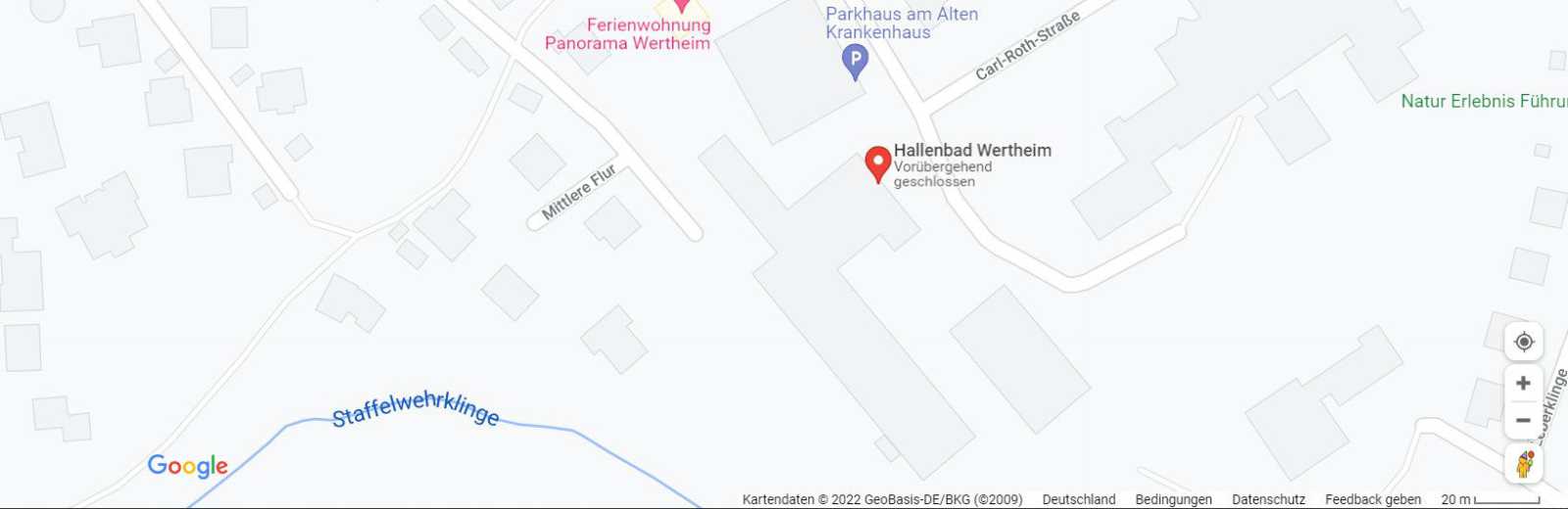 Google Kartenausschnitt Kleinschwimmhalle Wertheim